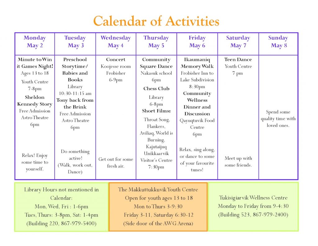 The Nunavut suicide prevention calendar.