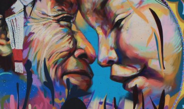 Artwork of two faces.